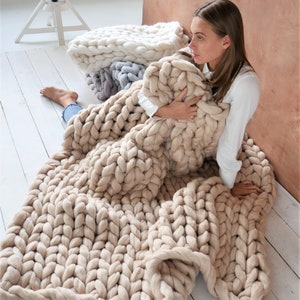 Chunky Knit Blanket, Blanket, Super Chunky Blanket, Giant Knit Blanket, Thick  Blanket, Bulky Knit, Merino Wool, Extreme Knitting 