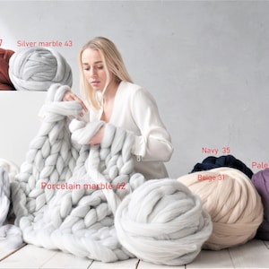 Roving di lana merino Filato grosso Filato super ingombrante Filato gigante Filato per maglieria braccio Filato di lana Filato super grosso Maglia grossa Filato per maglieria Regalo immagine 6