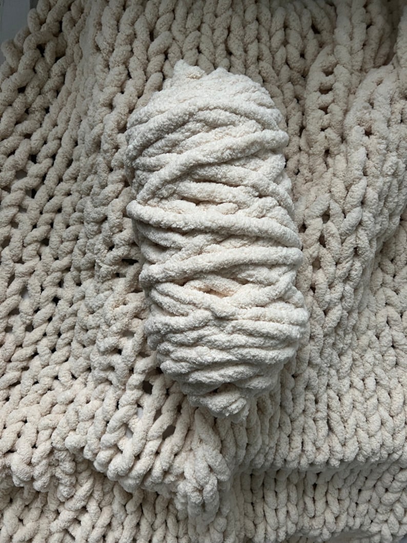 Super dickes grobstrick Chenillegarn Riesen bauschiges Plüschgarn zum Armstricken super weiches Riesengarn 2 Pfund Knäuel Chenille Strickdeckengarn Bild 7