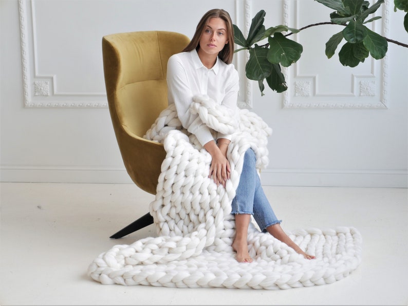 Chunky Knit Blanket Throw Blanket Chunky Blanket Home Etsy Canada