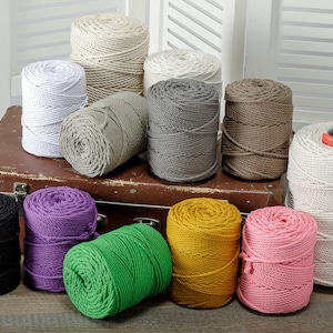 Corda per macramè da 4 mm, corda per macramè, materiali per macramè, spago per macramè, filato per macramè, filato per macramè, corda di cotone, cordino per artigianato, corda intrecciata