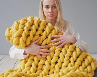 Couverture lestée en coton tricotée à la main au crochet pour adulte