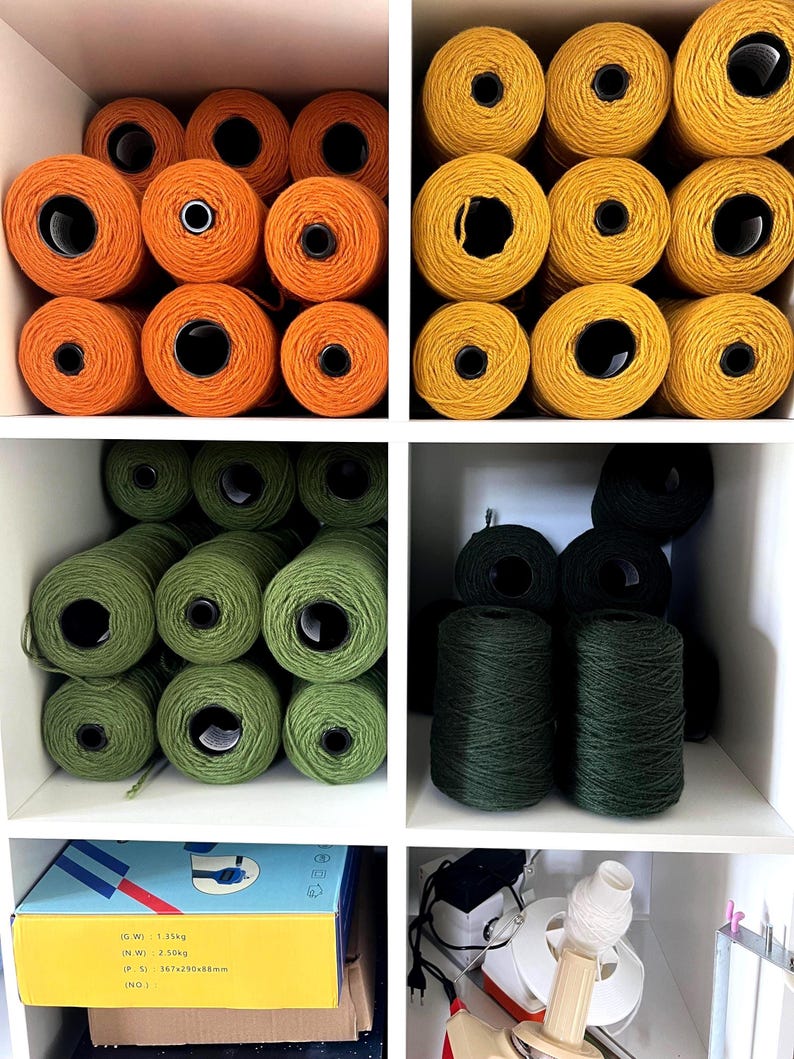 Tufting yarn for tufting gun. Material is 100% New Zealand wool for professional and beginner use. This wool yarn is on cone. Can be also used for punch needle art, cross stitch, hand knitting, weaving and needle point. You can create amazing tufted rugs! Perfect for cut pile gun and much better than acrylic yarns.