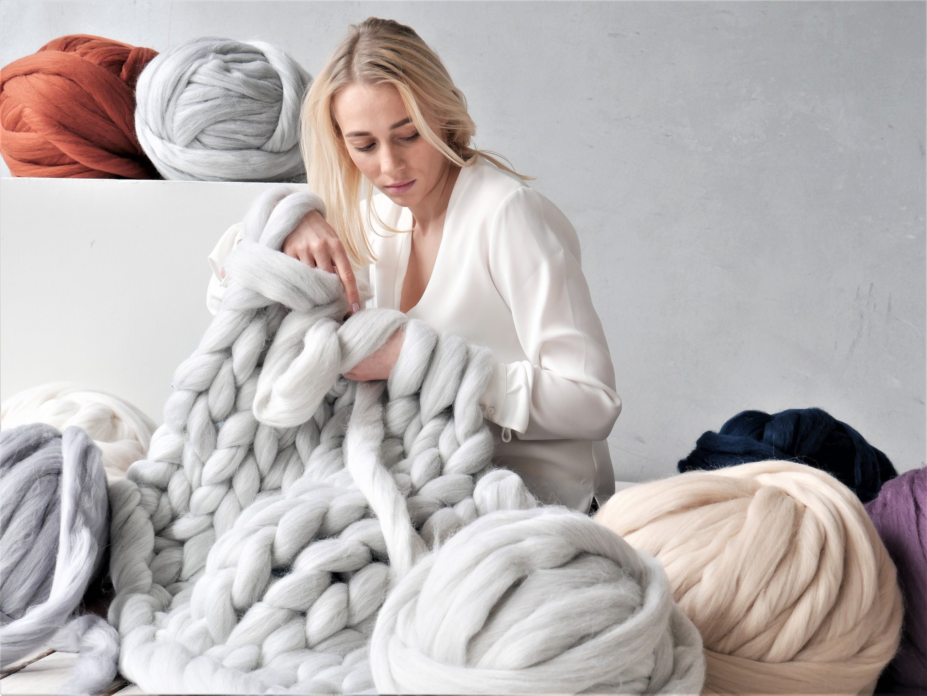 Chunky Yarn, Big Yarn, Chunky Knit Blanket Yarn DIY Arm Knitting Merin –  Shep's Wool