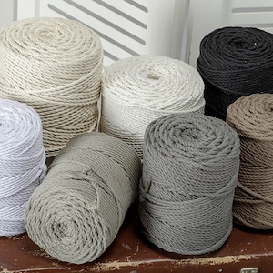 Corda per macramè da 4 mm, corda per macramè, materiali per macramè, spago per macramè, filato per macramè, filato per macramè, corda di cotone, cordino per artigianato, corda intrecciata