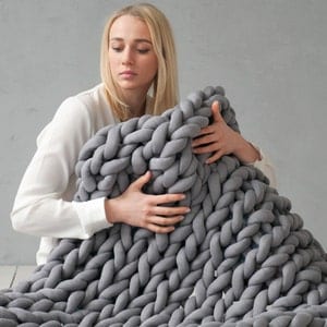 Large Chunky Knitted Thick Blanket, Yarn Woolen Throw Sofa Blanket