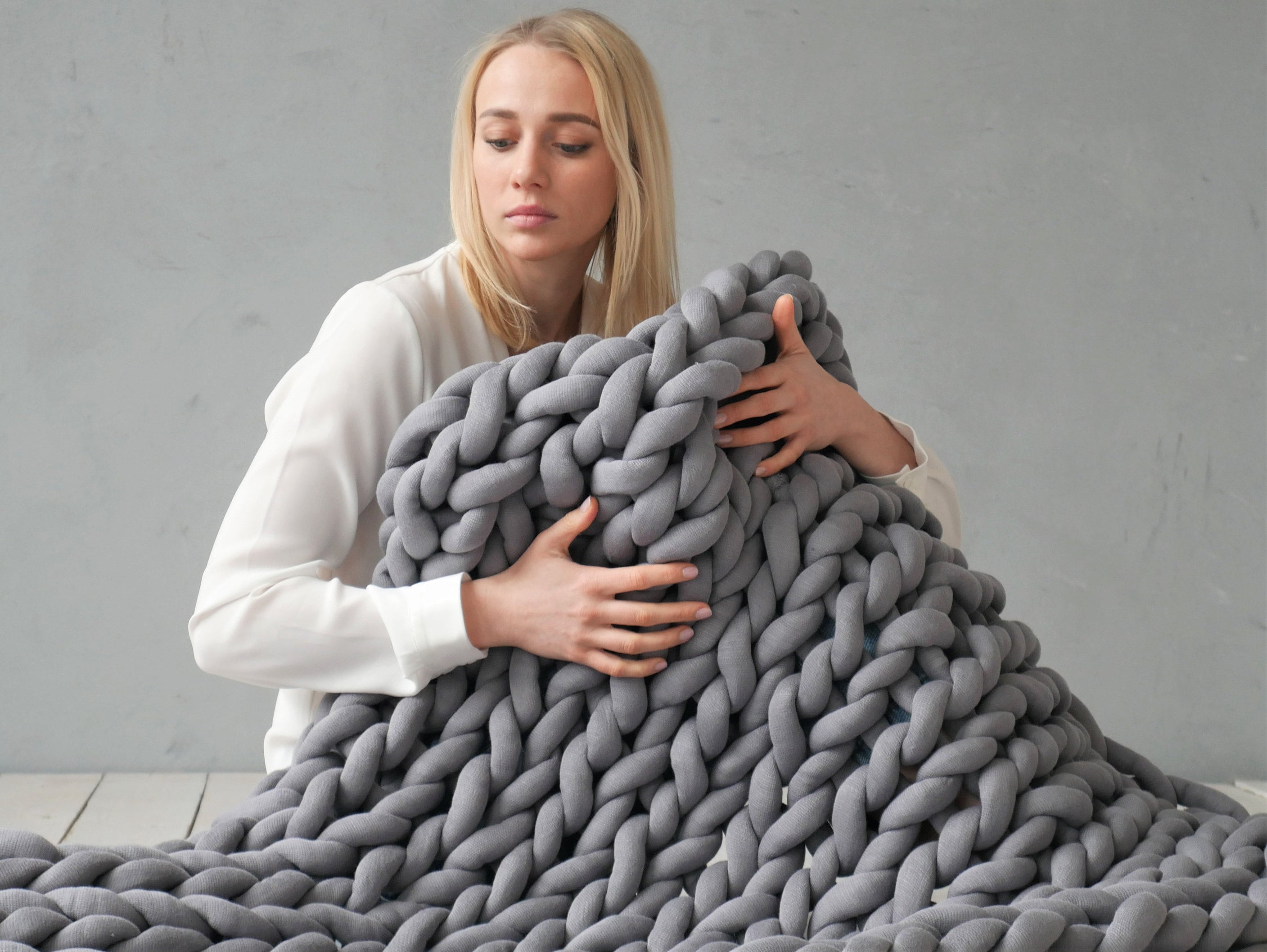 Chunky Knit Blanket Cotton Etsy