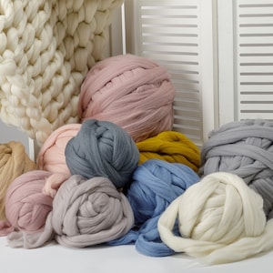 Chunky yarn, Merino wool yarn, Giant yarn, Super chunky yarn, Super Bulky Merino wool, Merino wool, Roving, Wool yarn, Arm knit