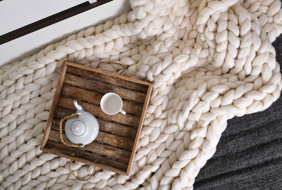 Chunky Knit Blanket Chunky Throw Wool Blanket 100 Merino Wool Giant Throw Super Big Bulky Knitted Blanket Home Decor Unique Gift for Him Etsy