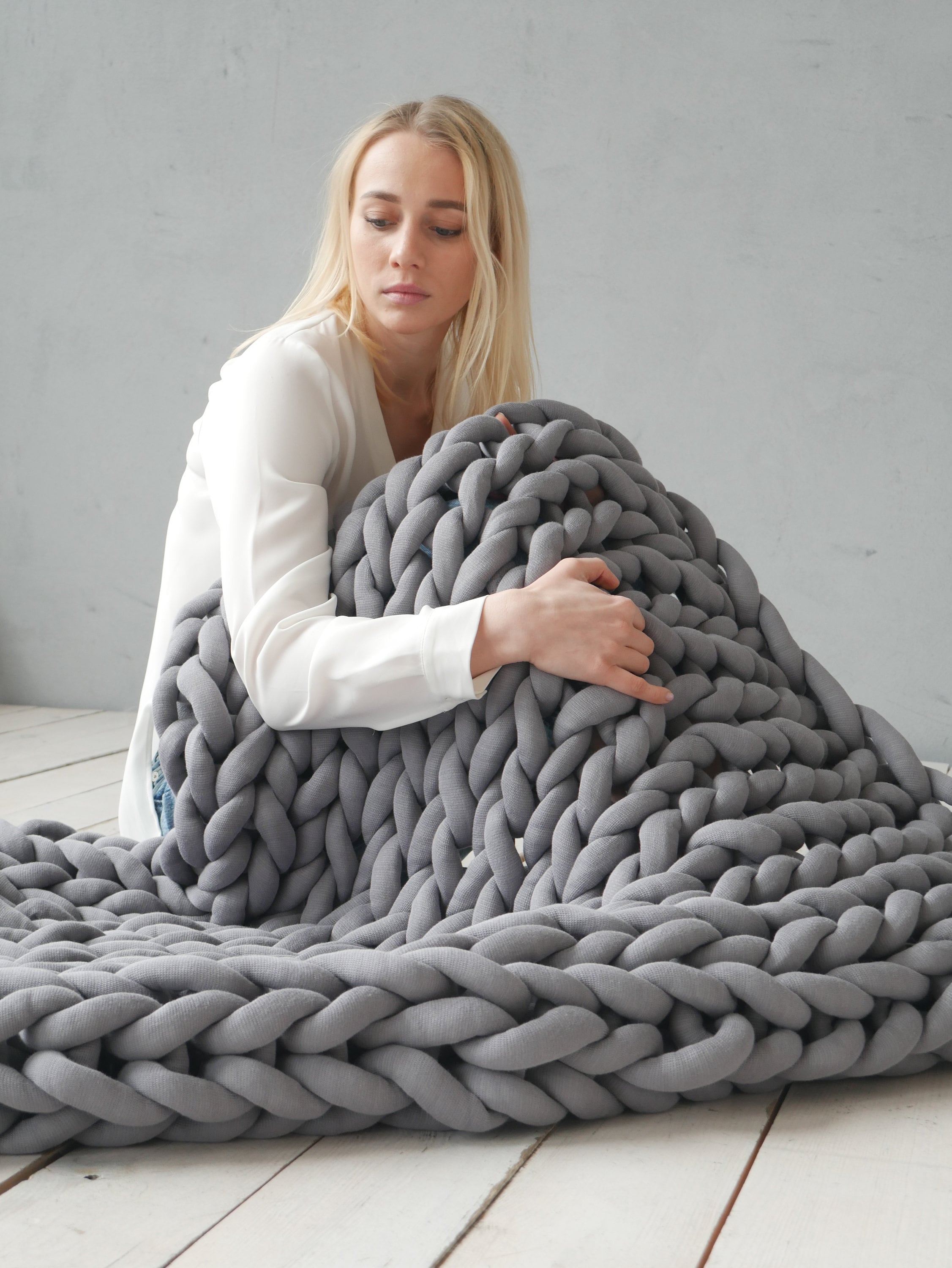 Chunky Knit Blanket Chunky Cotton Throw Blanket Chunky Blanket Etsy