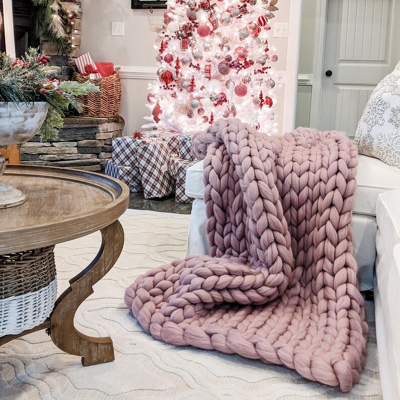 Chunky Blanket Merino Wool Throw Blanket Chunky Knit Blanket Etsy