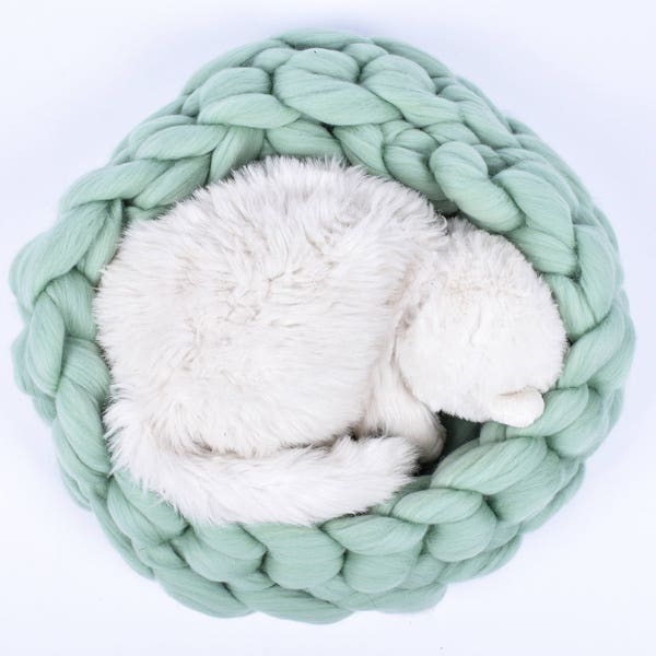 Lit pour chat Laine mérinos Lit pour chat Chunky Cat cave Lit au crochet Chunky Knit Pet cave Pet Bedding Bras tricot lit Cat house Pet lover