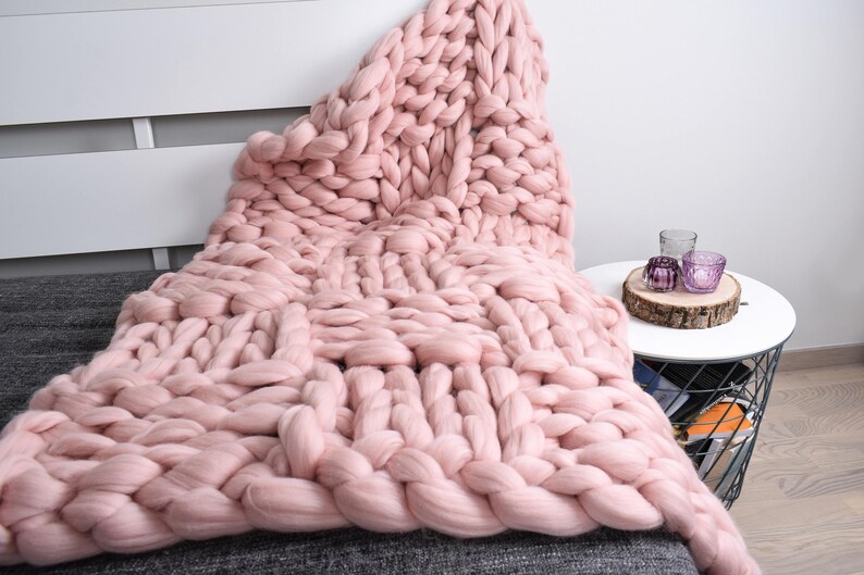 Chunky Knit Blanket Chunky Blanket Merino Wool Giant Knit Etsy