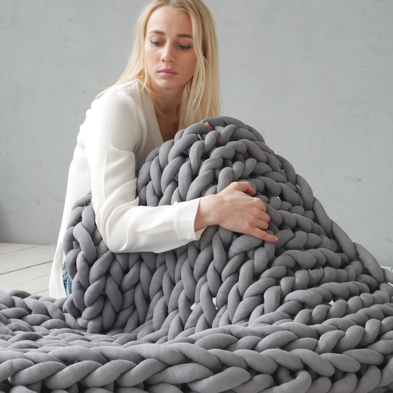 Chunky Knit Blanket Giant Blanket Arm Knit Chunky Blanket Boho Etsy