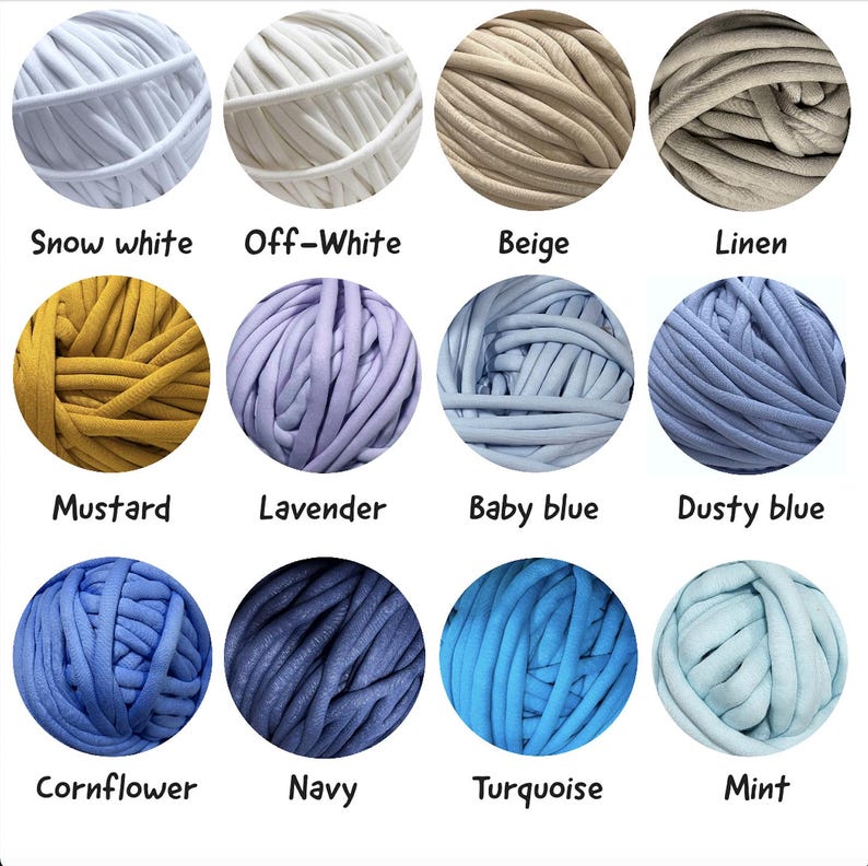 Peut inclure: Une collection de 12 pelotes de laine de diff&eacute;rentes couleurs, dont blanc neige, blanc cass&eacute;, beige, lin, moutarde, lavande, bleu b&eacute;b&eacute;, bleu gris, bleuet, marine, turquoise et menthe.