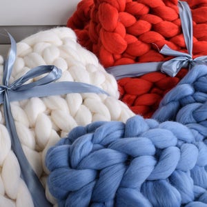 Full size Chunky knit blanket Wool blanket Chunky throw Merino wool Giant throw Knit blanket Home decor Personalized Christmas Gift for her