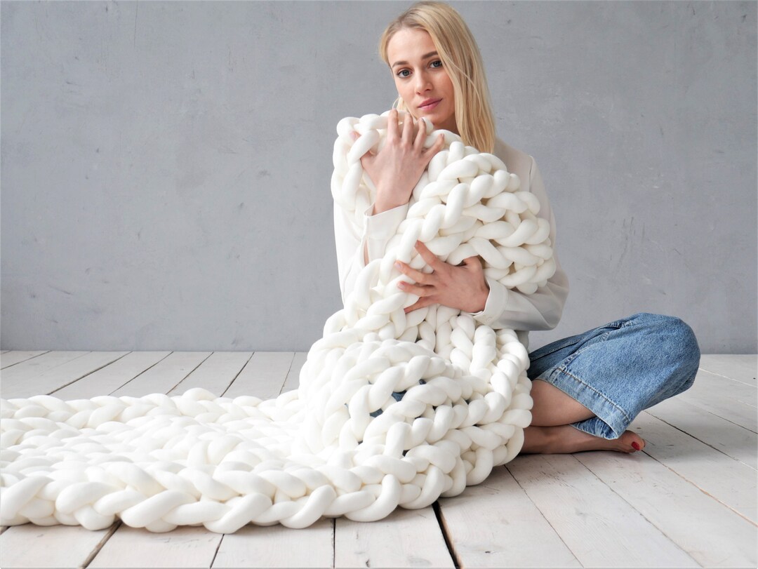 Chunky Knit Blanket Chunky Cotton Blanket Throw Blanket Knitted Blanket Chunky Blanket Boho Home Decor Arm Knit Christmas Gift Housewarming Etsy