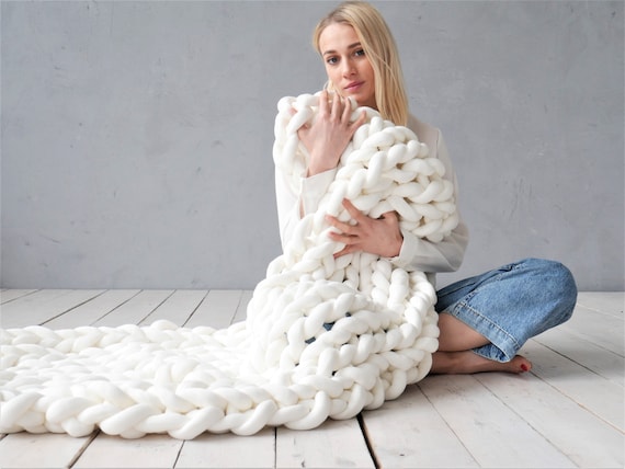 Chunky Knit Blanket Chunky Cotton Blanket Throw Blanket Knitted Blanket Chunky Blanket Boho Home Decor Arm Knit Christmas Gift Housewarming Etsy UK