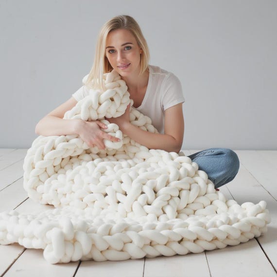 Gewichtsdecke aus Baumwolle, zur Linderung von Angstzuständen, grob gestrickte Decke, Anti-Stress-Überwurf