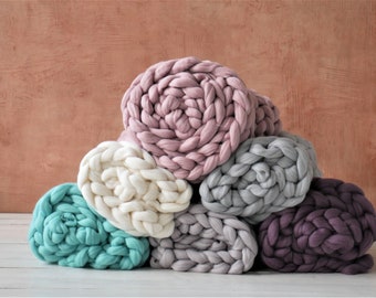 Merino wool blanket Chunky knit throw blanket Big knit blanket Chunky knit blanket Weighted blanket Knitted Home decor Crochet SALE