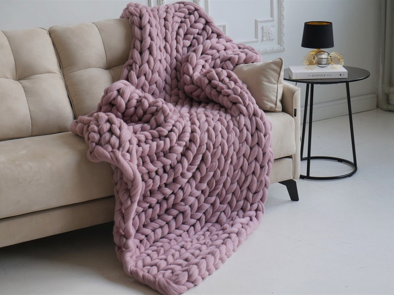 Chunky knit Blanket Merino wool blanket Weighted blanket Giant | Etsy