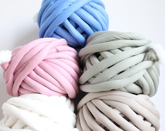 Chunky Cotton Tube Yarn Vegan Jumbo Yarn for Arm Knitting Super bulky giant stitch