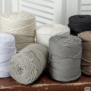 Corda per macramè da 4 mm, corda per macramè, materiali per macramè, spago per macramè, filato per macramè, filato per macramè, corda di cotone, cordino per artigianato, corda intrecciata