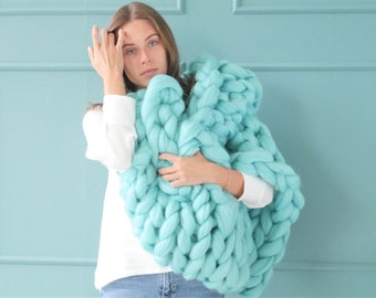 Chunky blanket Merino wool wool throw blanket Chunky knit blanket Giant blanket Vente Twin size chunky blanket Cadeau personnalisé Cadeau de Noël