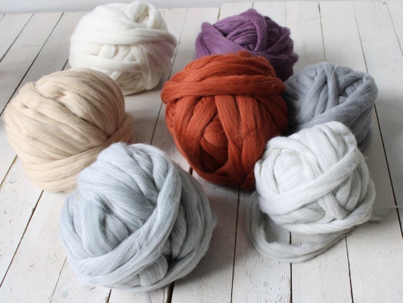 Chunky Yarn SALE! Merino Wool Roving Giant Yarn For Arm Knitting Chunky Knit