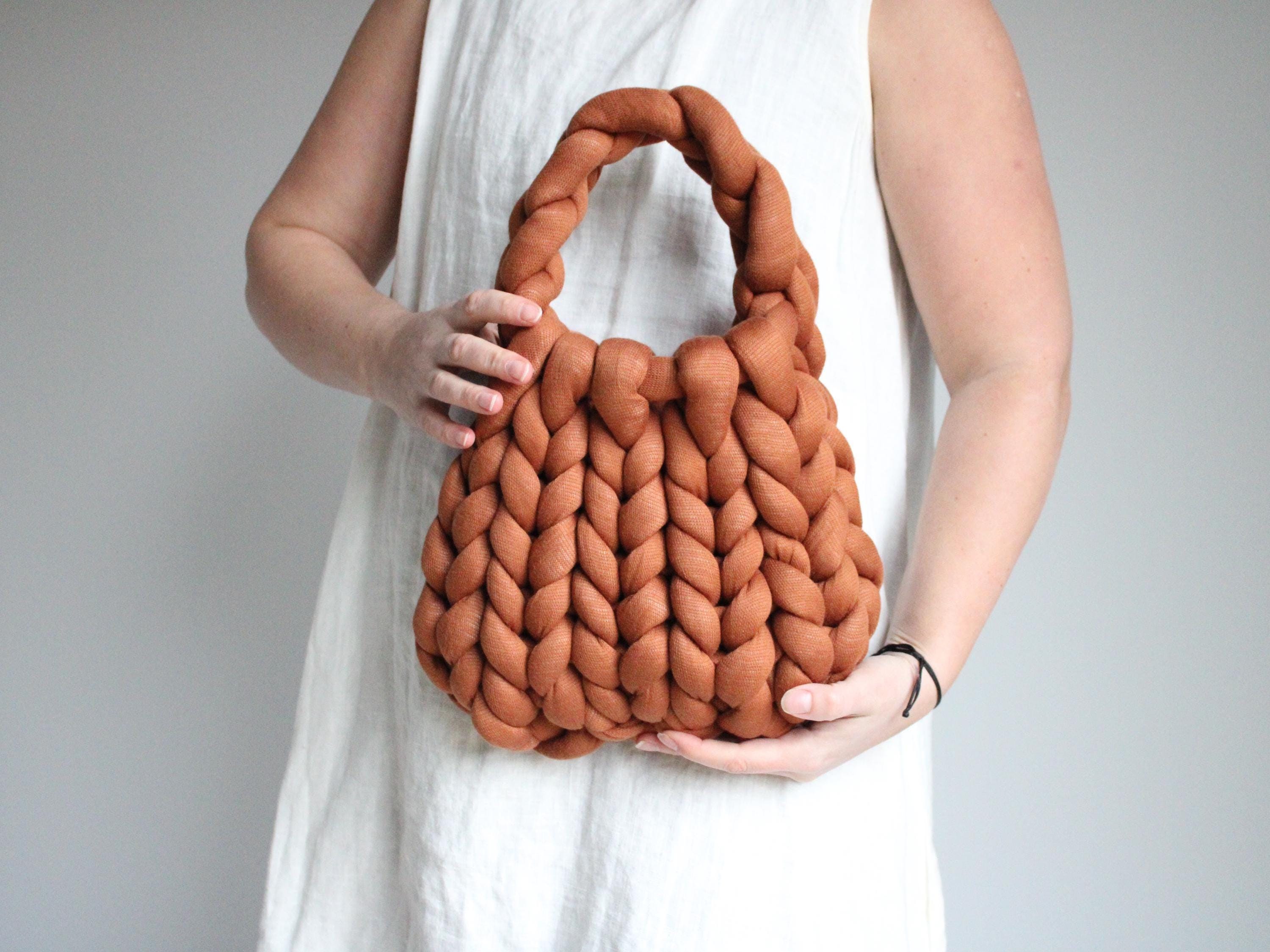 Chunky knit cotton bag Handbag Tote bag School bag Beach bag Diaper bag Super Bulky knit Shoulder bag gift for her Extra touch on handles