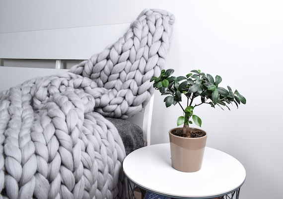Chunky Knit Blanket Giant Knit Blanket Merino Wool Blanket Knitted Blanket Home Decor Throw Blanket Chunky Knit Throw Gift for Mom Etsy