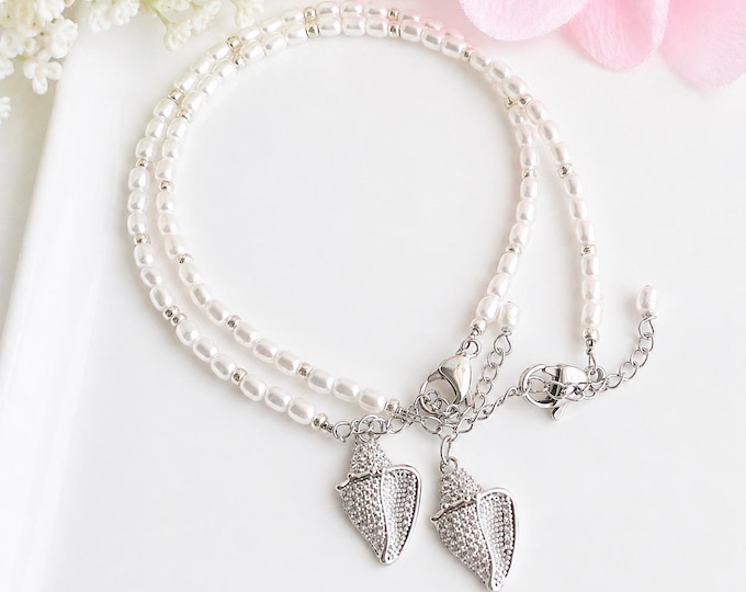 Bracelet cheville perle avec coquillages