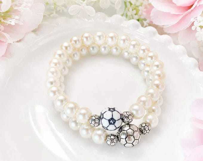 Bracelet Ballon de Soccer | Soccer Ball Bracelet | Cadeau Joueur de Soccer | Bijou Sportif Fait Main | Cadeau Femme, Ado ou Enfant
