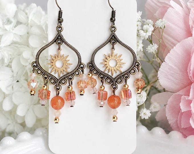 Boucles doreilles chandelier boheme perles