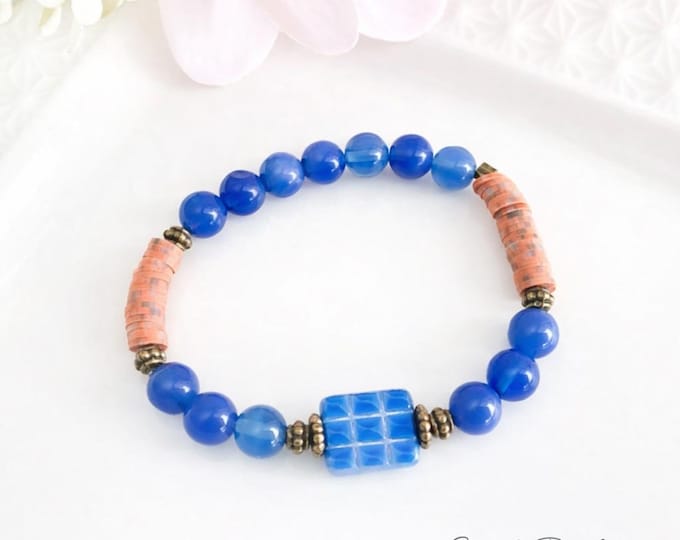 Boucle oreille collection Coucher de soleil à Santorini pierre de lune