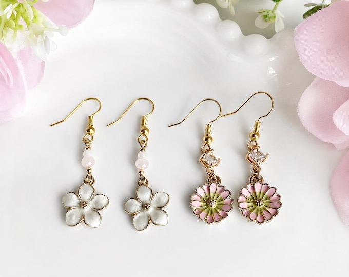 Boucles d’oreilles fleurs roses