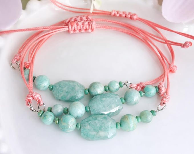 Bracelet amazonite cordon rose