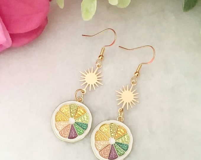 Summer, citrus, sun earrings