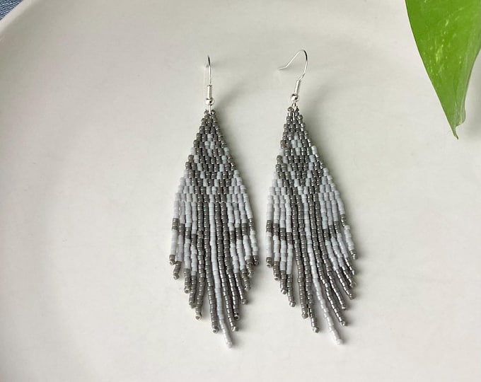 Blue fringe earrings