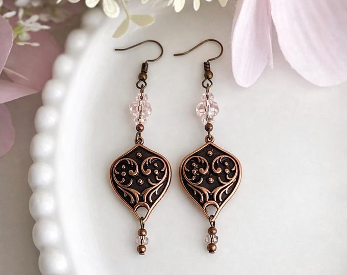 Boucle oreille Romance de conte de fées bijoux roses et cuivre boucles doreilles bracelet romantique feminin cadeau luxe pour femme