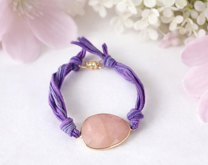 Bracelet  printemps rose violet feuille d’érable ou pêche