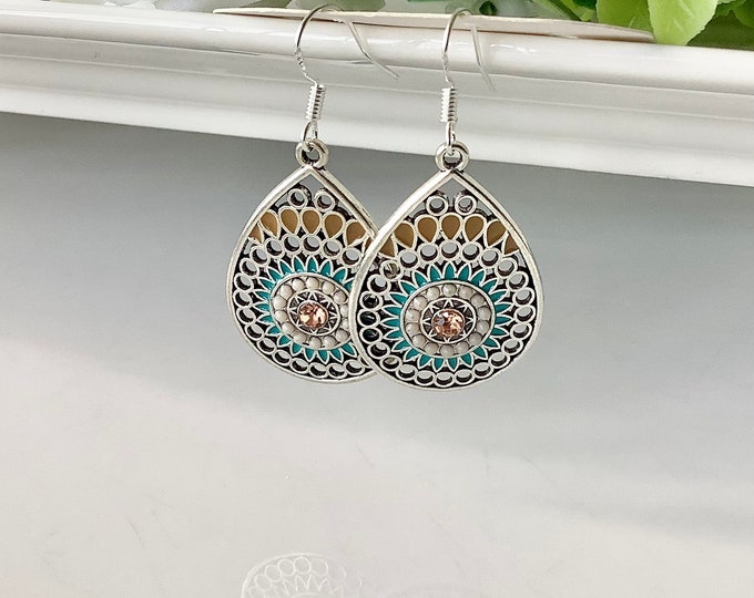 Turquoise earrings, 925 sterling silver,