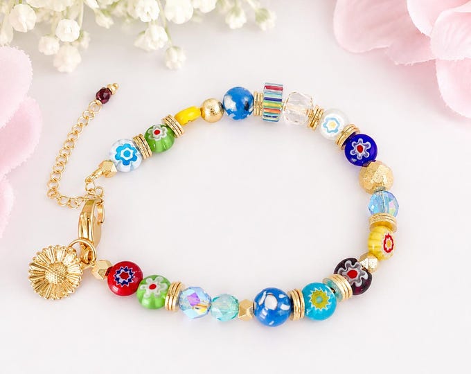 Bracelet perles de verre millefiori