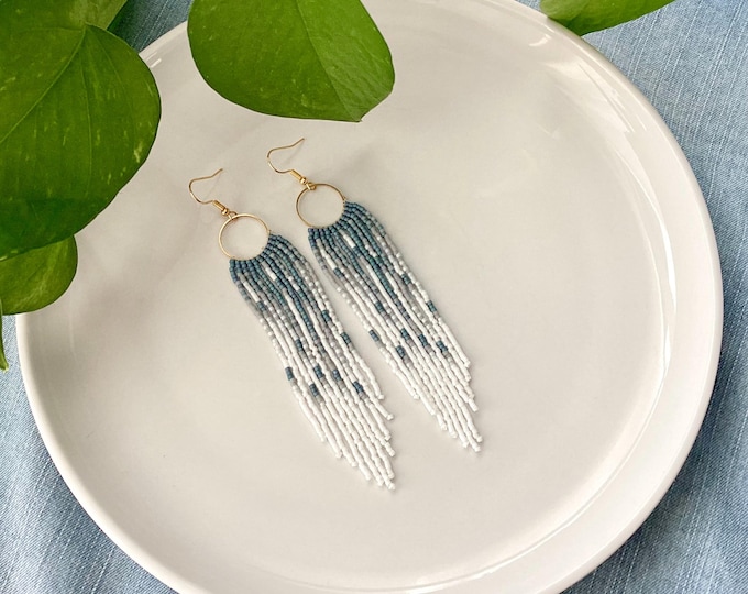 Blue fringe earrings