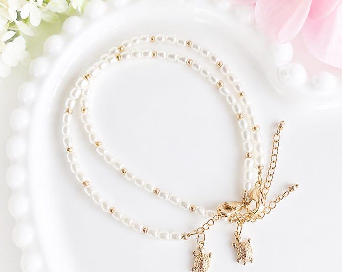Bracelet cheville perle avec tortue