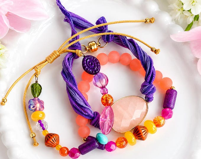 Trio bracelets été coquillage | Bracelet ajustable fait main | Bijoux plage bohème | Bracelet perles | Cadeau femme | aussi porté cheville