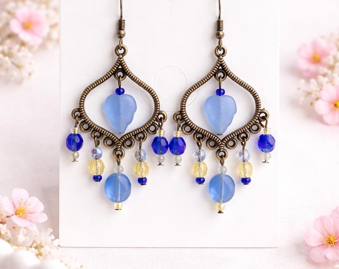 Boucle oreille collection moonlight,  Collection Moonlight – Boucles d’oreilles bohèmes scintillantes