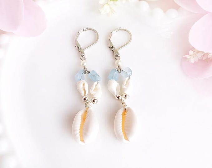 Boucles d oreilles Aqua marine
