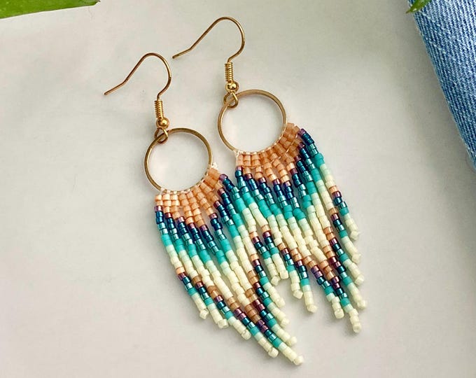 Multicolored fringe earrings
