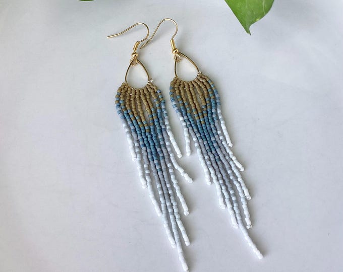 Blue fringe earrings